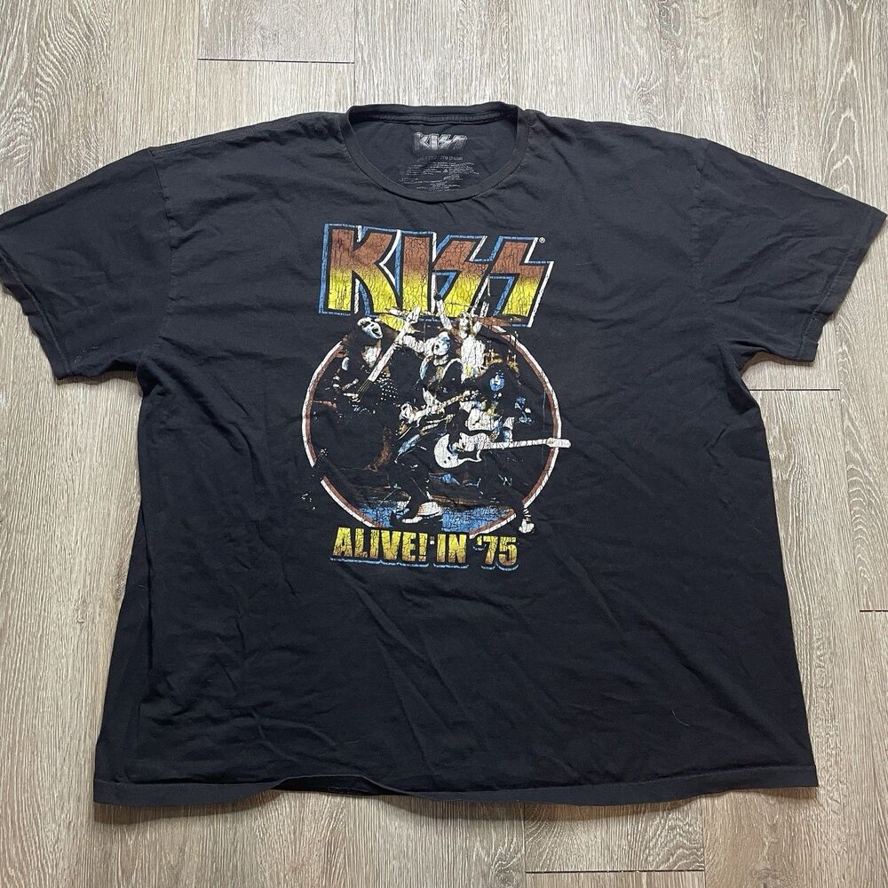 KISS Alive in '75 MENS BLACK T-SHIRT - SIZE 3XL